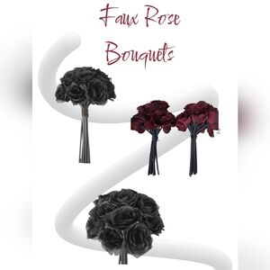 Bundle Of 2 10" Black And Red Faux Rose Bouquets by Ashland!